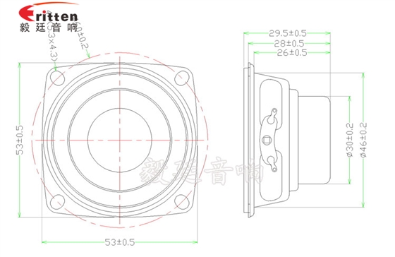 53mm20芯8Ω8W蓝牙音箱喇叭成品图 高品质52mm8w全频内磁喇叭成品图