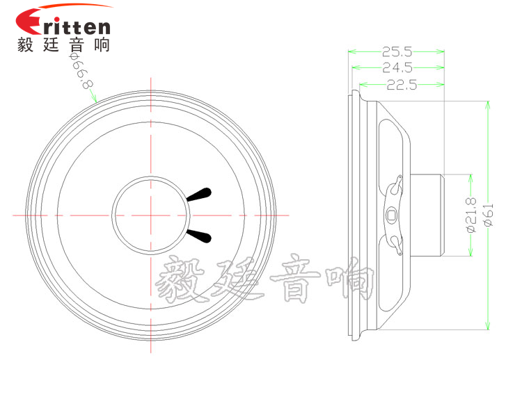 66mm4Ω5w蓝牙音响喇叭成品图
