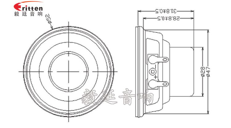 52mm20芯4Ω5W蓝牙音箱喇叭成品图