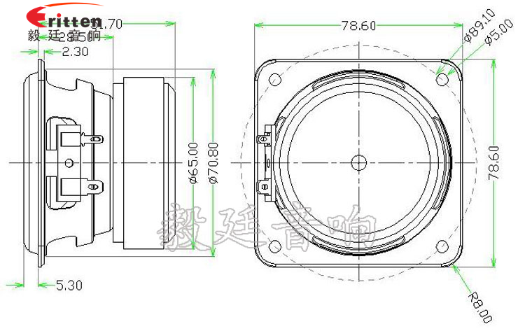 78mm20w全频内磁喇叭成品图
